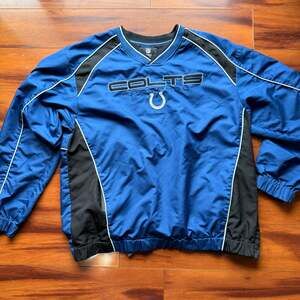 Indianapolis Colts NFL Team Apparel V-Neck Pullover Windbreaker Jacket Size L